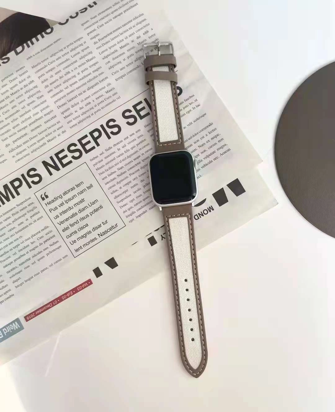 Dây đồng hồ Apple Watch 38mm/ 40mm/ 41mm/ 42mm/ 44mm/ 45mm (chất liệu da bò, họa tiết kẻ sọc) series 1 đến series 7